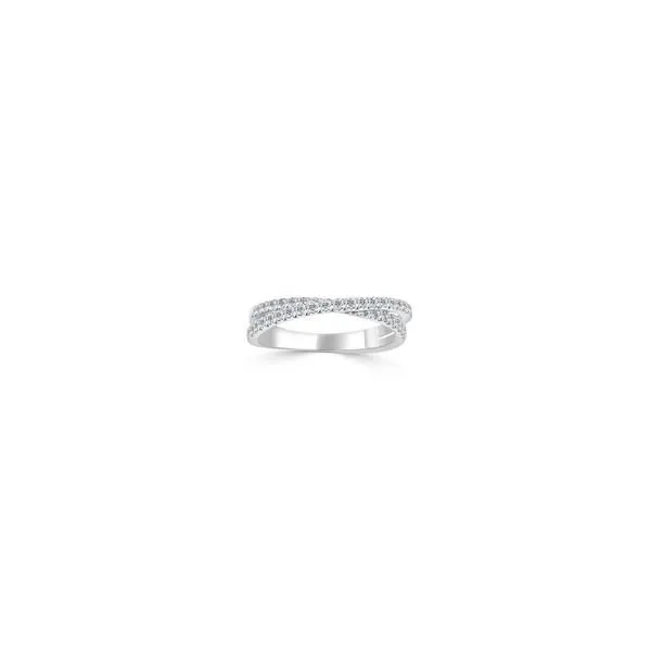 Radiant Embrace: Imagine Bridal 14K White Gold Criss Cross Anniversary Band with 41 Round Brilliant Cut Diamonds, 1/3 CTW/ VanScoy Jewelers of Wyomiss Van Scoy Jewelers Wyomissing, PA
