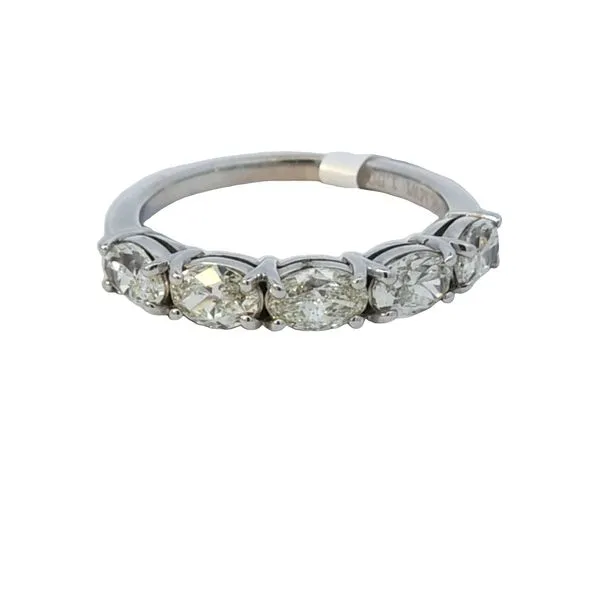 14 Karat White Gold 5 Diamond Anniversary Band | 5 Oval Diamonds, 1.50 Carat Total Weight, SI1 Clarity, I Color Van Scoy Jewelers Wyomissing, PA