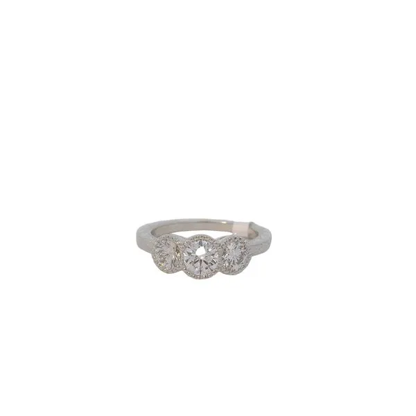 Lady's Platinum 3 Stone Anniversary Ring | 0.50ct Round D/E SI1 Diamond & 0.54tw Round D/E VS2 Diamonds Van Scoy Jewelers Wyomissing, PA