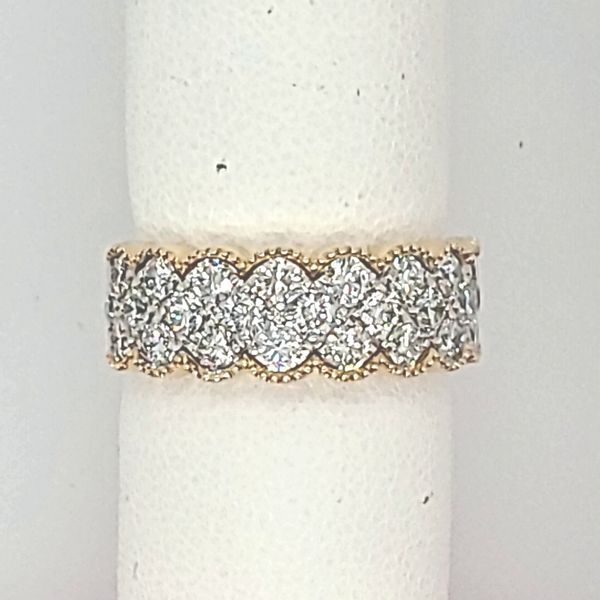Wide Diamond Fashion Ring, 14 Karat Yellow and White Gold Van Scoy Jewelers Wyomissing, PA