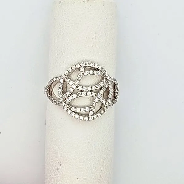 14K White Gold Diamond Fashion Ring with 0.59 CTW Round B...