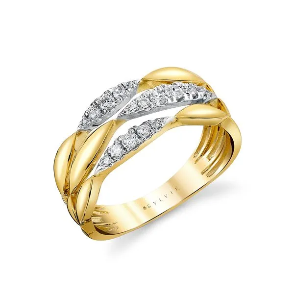 Sylvie Collection Ladies Diamond Fashion Ring | 14K Two-Tone Gold, 0.23 Carat in Diamonds, Three Rows Van Scoy Jewelers Wyomissing, PA