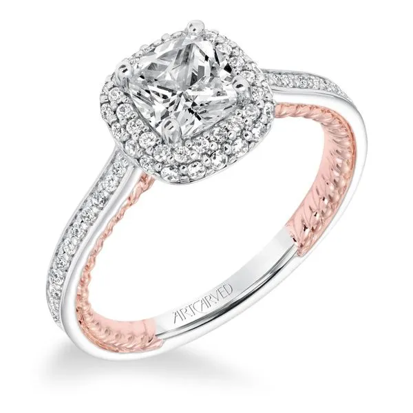 14K White Gold Halo Setting with 0.37 CT TW Diamonds/ Van...