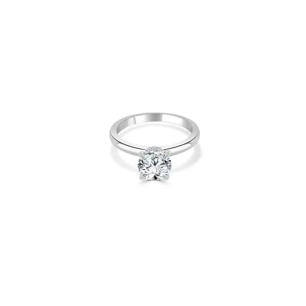14K White Gold Solitaire Mounting with 0.04 CTW Round Acc...