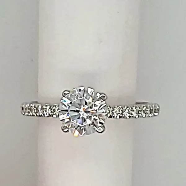 14 Karat White Gold Setting with 0.16 CT TW Round Brilliant Accent Diamonds for 1 CT Round Fishtail Setting/ VanScoy Jewelers of Wyomissing Van Scoy Jewelers Wyomissing, PA