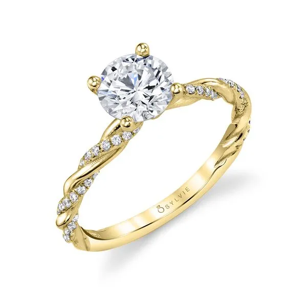 Sylvie 14 Karat Yellow Gold Spiral Engagement Ring - Joli...