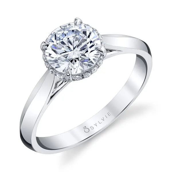 14 Karat White Gold Sylvie Setting S2500 with 0.07 CTW Hi...