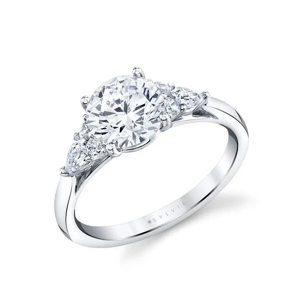 0.32 CT TW Diamond Engagement Ring Setting with 1.50 CT Round Center - 14K White Gold (Center Sold Separately) similar item image