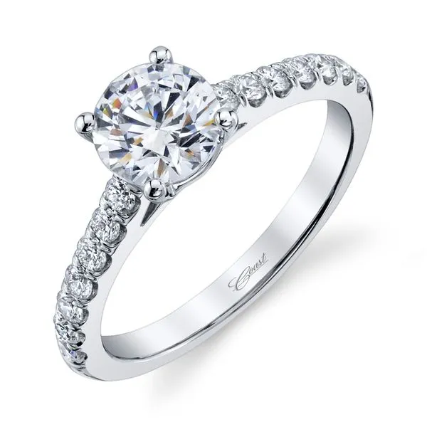 14K White Gold 1 CT Round Diamond Ring with 0.35 CT TW Side Diamonds - Fishtail Setting/ VanScoy Jewelers of Wyomissing Van Scoy Jewelers Wyomissing, PA