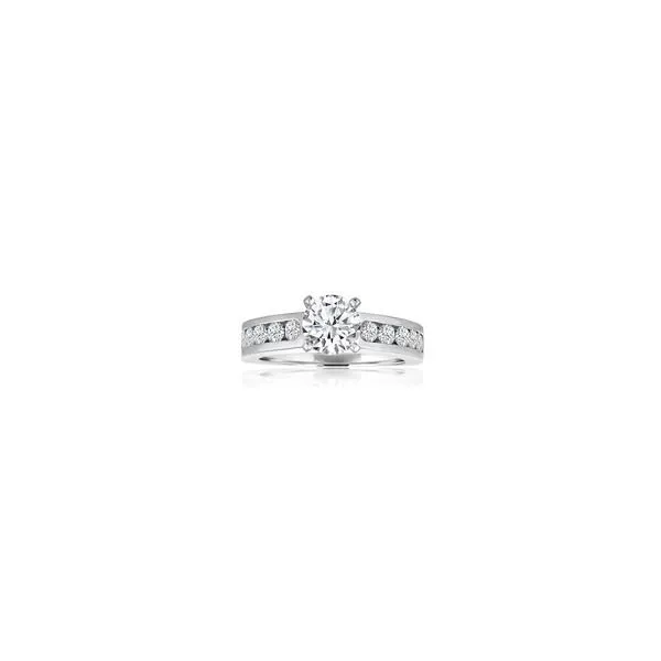 Imagine Bridal 14K White Gold Round Diamond Channel Set Cathedral Semi-Mount | 1/4 CTW for 1 Carat Round (Center Stone Not Included)