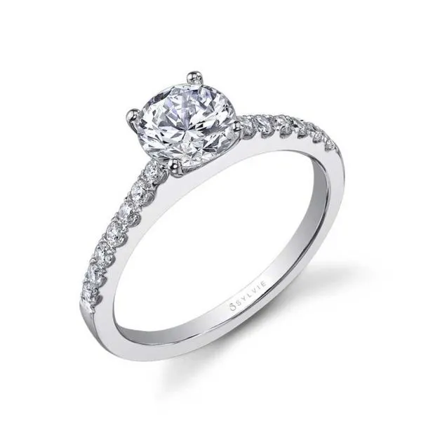 Sylvie 14K White Gold Semi-Mount for 3/4 CT Round Center with 0.27 CTW Round Diamonds (Center Diamond Sold Separately)/ VanScoy Jewelers of Wyomissing Van Scoy Jewelers Wyomissing, PA