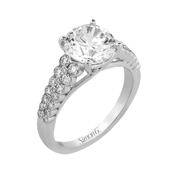 SIMON G Diamond Semi Mount | 18K White Gold, 0.55 CTW VS F-G Diamonds, Holds 3 Carat Round (Center Diamond Sold Separately)/ VanScoy Jewelers of Wyomi Van Scoy Jewelers Wyomissing, PA