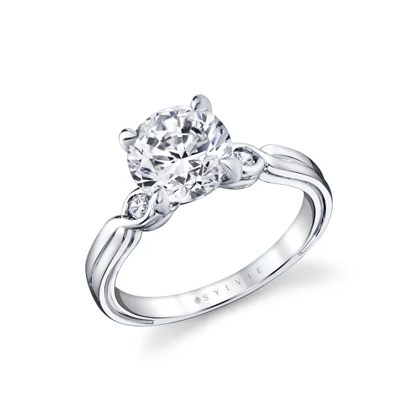 Sylvie 14K White Gold Diamond Semi-Mount – 0.06 Car...