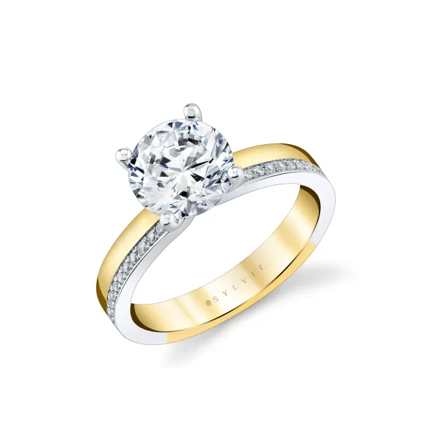 Sylvie Auravie Two-Tone Flush Set Diamond Engagement Ring...