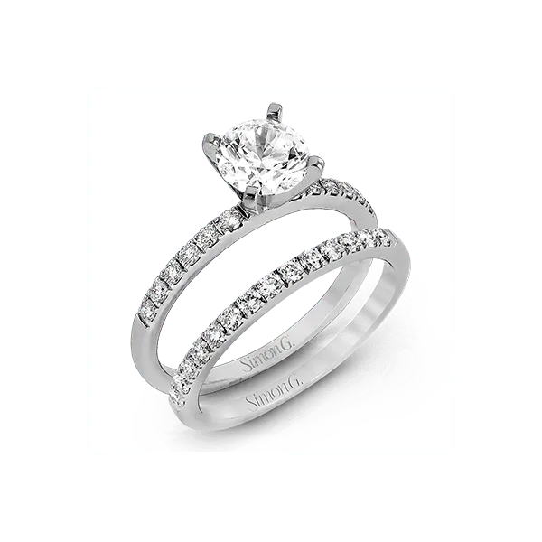 Simon G 18K White Gold Diamond Engagement Ring and Matching Wedding Band Set | 0.45 Carat Total Diamond Weight (Center Diamond Sold Separately)/ VanSc similar item image