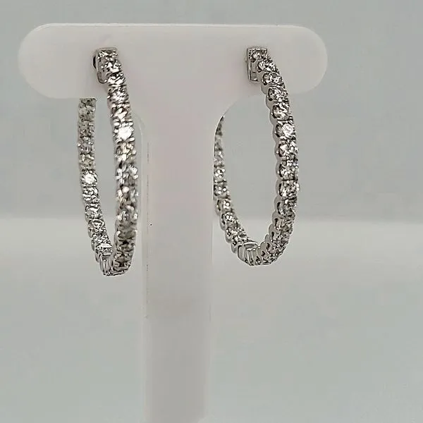 DIAMOND EARRINGS | DIAMOND HOOP EARRINGS | INSIDE OUTSIDE DIAMOND HOOPS | 14 KARAT WHITE GOLD Van Scoy Jewelers Wyomissing, PA