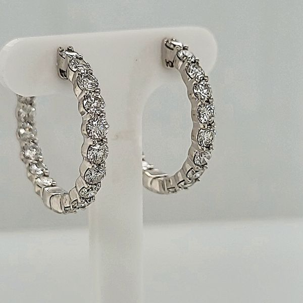 DIAMOND EARRINGS | DIAMOND HOOP EARRINGS | INSIDE OUTSIDE DIAMOND HOOP EARRINGS Van Scoy Jewelers Wyomissing, PA