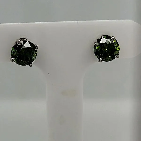 DIAMOND EARRINGS | STUD EARRINGS | 14 KARAT | ENHANCED GREEN DIAMONDS Van Scoy Jewelers Wyomissing, PA