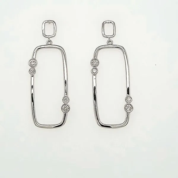 Graceful Radiance: Doves 18 Karat White Gold Dangle Earri...