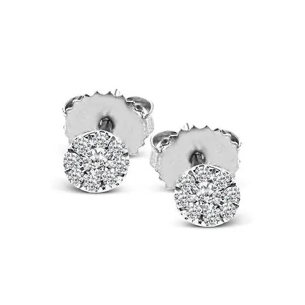 14K White Gold Diamond Cluster Stud Earrings with 0.19 CT...