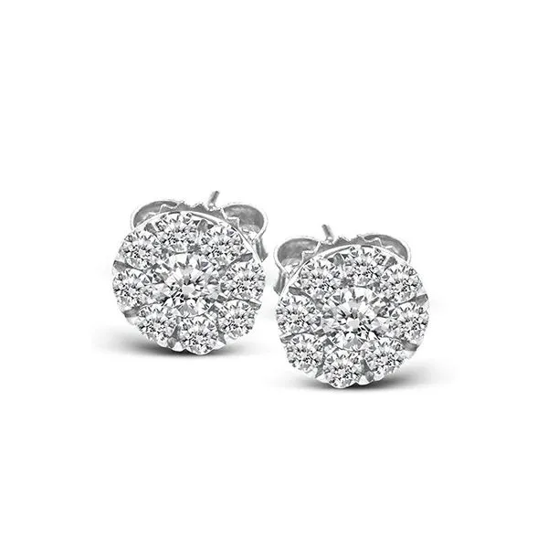 14K White Gold Diamond Cluster Stud Earrings with 0.40 CT...