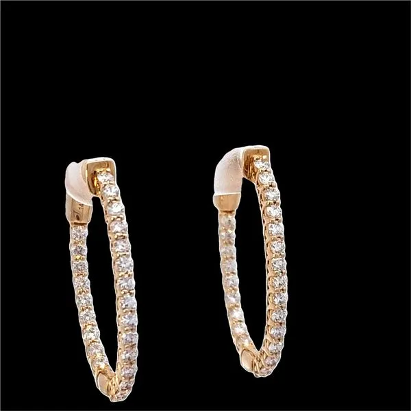 14K Yellow Gold Oval Diamond Hoop Earrings - Inside Out with 48 Round Diamonds, 1.00 Carat Total Weight/ VanScoy Jewelers of Wyomissing Van Scoy Jewelers Wyomissing, PA