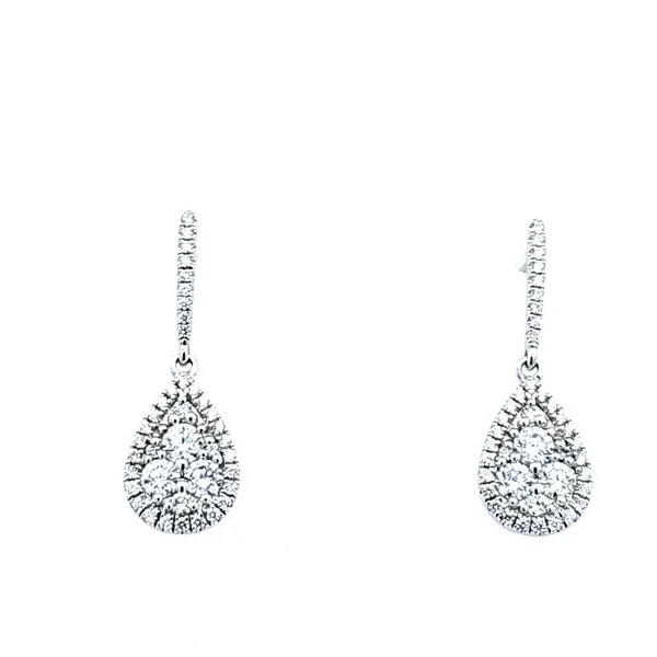 14K White Gold Diamond Dangle Earrings 0.82 CT Total Weig...