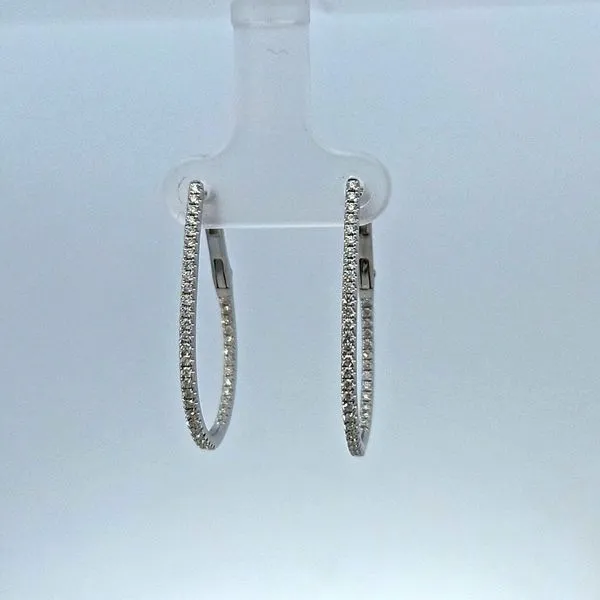 14 Karat White Gold Large Oval Hoop Earrings - 0.47 Carat Total Diamond Weight/ VanScoy Jewelers of Wyomissing Van Scoy Jewelers Wyomissing, PA