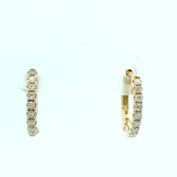 14 Karat Yellow Gold Small Diamond Hoop Earrings | 18 Round Diamonds, 0.15 Carat Total Weight/ VanScoy Jewelers of Wyomissing Van Scoy Jewelers Wyomissing, PA