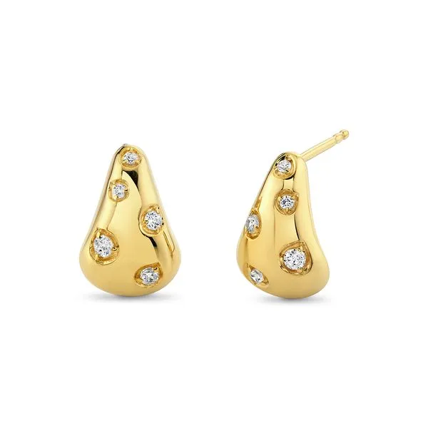 Sylvie Collection 14K Yellow Gold Diamond Shell Earrings ...