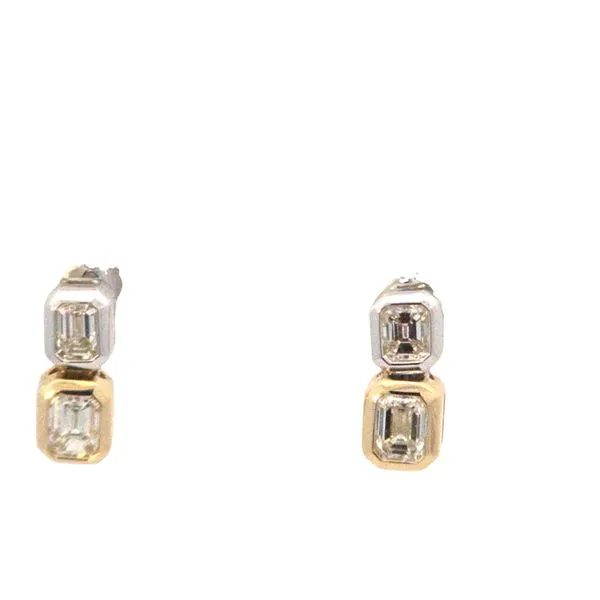 14K Two-Tone Gold Emerald-Shaped Diamond Dangle Earrings ...