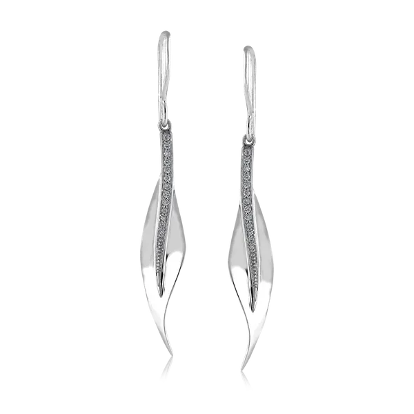 Simon G. 18K White Gold Leaf Earrings: Sparkling Beauty with .15 CTW Round Diamonds, French Hooks/ VanScoy Jewelers of Wyomissing Van Scoy Jewelers Wyomissing, PA
