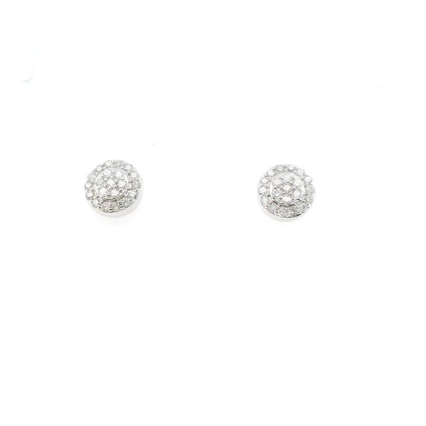 14 Karat White Gold Cluster Diamond Earrings | 42 Diamonds | 0.46 CTW Elegant Studs Van Scoy Jewelers Wyomissing, PA