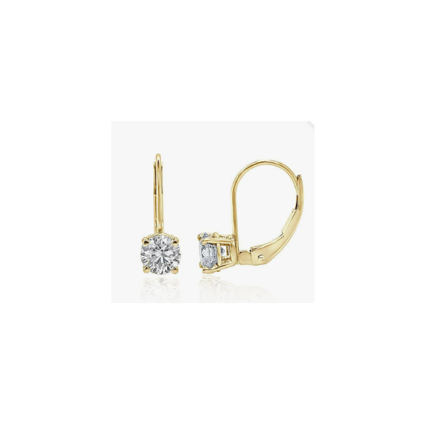 1.18 Carat Round Diamond Earrings – H Color SI1 Clarity | 14K Yellow Gold Leverbacks Van Scoy Jewelers Wyomissing, PA