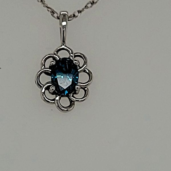 DIAMOND PENDANT | OVAL DIAMOND | COLOR ENHANCED BLUE DIAMOND Van Scoy Jewelers Wyomissing, PA