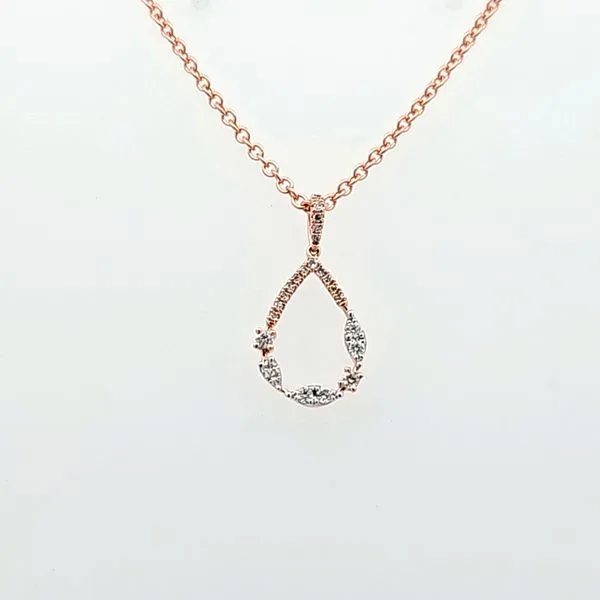 Timeless Beauty: 14 Karat Rose Gold Diamond Pendant, 0.17 Carat, Includes 18 Inch 1.5 mm Cable Chain