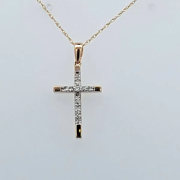Sacred Radiance: 14 Karat Yellow Gold Diamond Cross with 0.10 Carat Diamonds on Fine 18-Inch Rope Chain Van Scoy Jewelers Wyomissing, PA