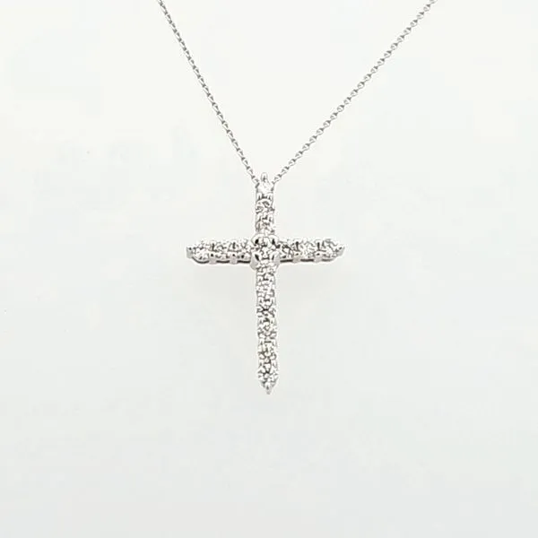 14 Karat White Gold 0.50 Carat Diamond Cross Pendant on Gold Fine Rope Chain/ VanScoy Jewelers of Wyomissing Van Scoy Jewelers Wyomissing, PA