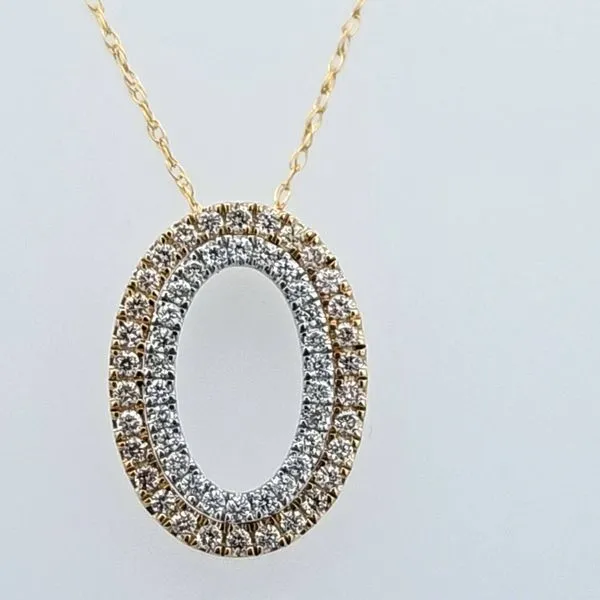 14 Karat Double Oval Pendant with 0.75 Carat Yellow and Near Colorless Diamonds, Includes 18-Inch Fine Rope Chain/ VanScoy Jewelers of Wyomissing Van Scoy Jewelers Wyomissing, PA
