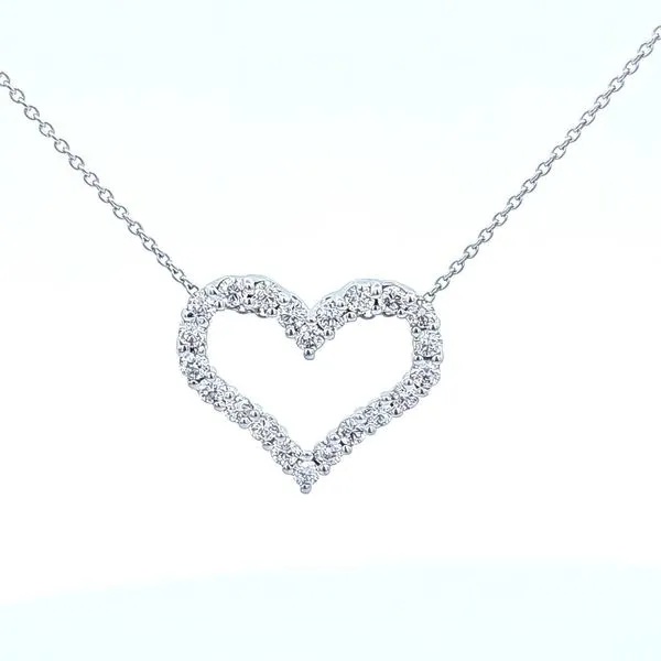 14K White Gold Diamond Heart Pendant | 22 Round Diamonds, 0.46 Carat Total Weight, SI1 Clarity, H-I Color, Chain Included/ VanScoy Jewelers of Wyomiss Van Scoy Jewelers Wyomissing, PA