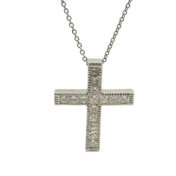 Lady's 14K White Gold Cross Pendant with 15 Round Diamonds | 1.02 Carat Total Weight/ VanScoy Jewelers of Wyomissing Van Scoy Jewelers Wyomissing, PA