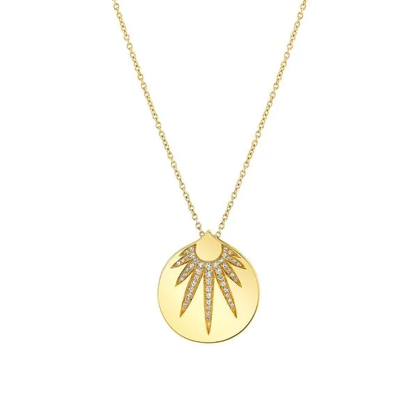 Sylvie Collection: 14K Diamond Shell Sunray Pendant with ...