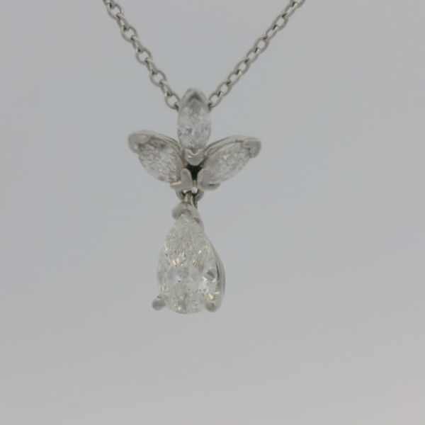 Exquisite Platinum Diamond Pendant – Pear-Shaped Center with Three Marquise Side Diamonds, 0.46 CTW/ VanScoy Jewelers of Wyomissing Van Scoy Jewelers Wyomissing, PA