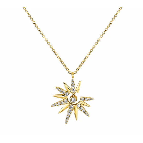 SYLVIESOLAZ Sun Diamond Necklace in 14K Yellow Gold ̵...