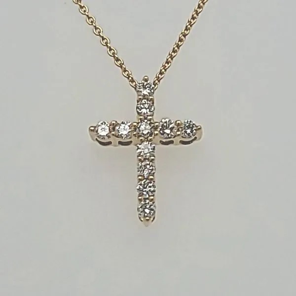 Divine Brilliance: 14K Yellow Gold Cross Pendant with 0.24 CTW Round Brilliant Cut Diamonds, Chain Included/ VanScoy Jewelers of Wyomissing Van Scoy Jewelers Wyomissing, PA