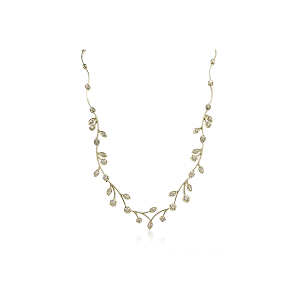 Simon G 14K Yellow Gold Floral Diamond Necklace: 1.57 CTW...