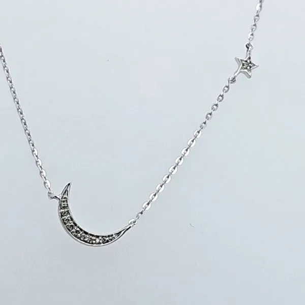 Shine Bright: 14 Karat Moon and Star Diamond Necklace with 0.10 Ct Sparkle/ VanScoy Jewelers of Wyomissing Van Scoy Jewelers Wyomissing, PA