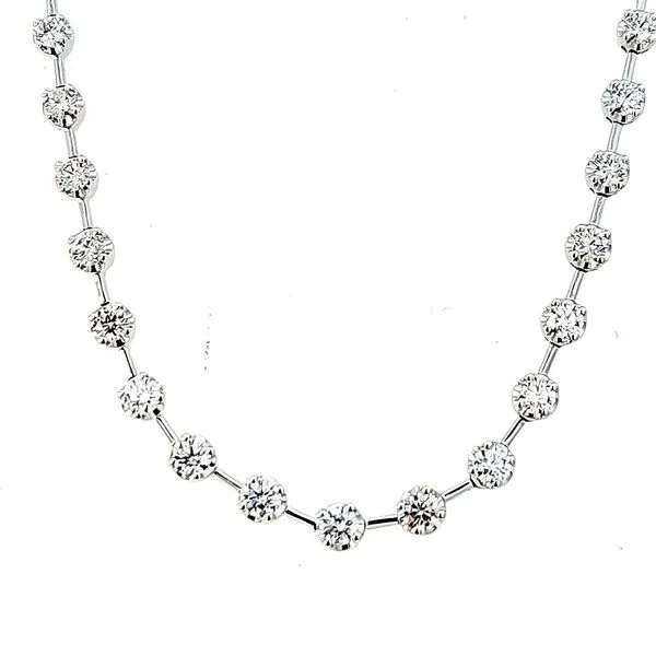 14K White Gold Diamond Necklace | 39 Round Diamonds, 2.00...