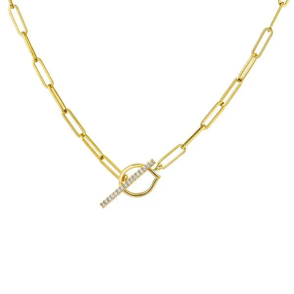 Sylvie Collection 14K Yellow Gold Diamond Toggle Necklace...