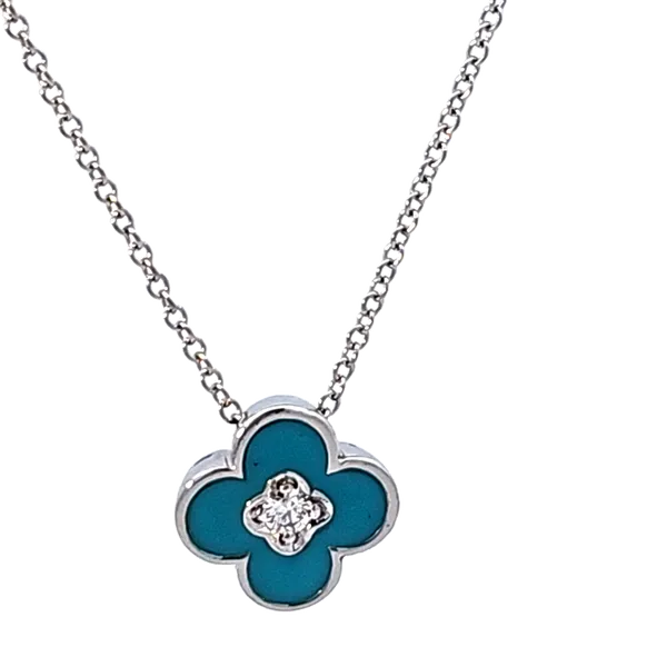 14K White Gold Necklace with Enamel and 0.04ct Diamonds/  VanScoy Jewelers of Wyomissing Van Scoy Jewelers Wyomissing, PA